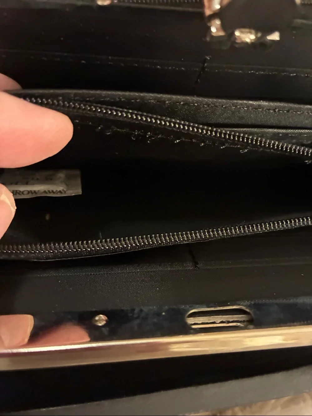 Black Faux Snakeskin Clutch with Silver Frame